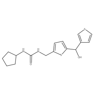 1-Cyclopentyl-3-((5-(hydroxy(thiophen-3-yl)methyl)thiophen-2-yl)methyl)urea结构式