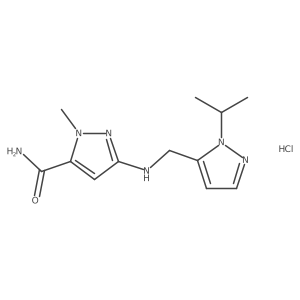 3-{[(1-isopropyl-1H-pyrazol-5-yl)methyl]amino}-1-methyl-1H-pyrazole-5-carboxamide结构式