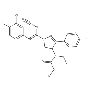 N-[1-[[(3-Chloro-4-fluorophenyl)imino](cyanoamino)methyl]-3-(4-chlorophenyl)-4,5-dihydro-1H-pyrazol-4-yl]-N-ethyl-2-hydroxyacetamide结构式
