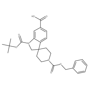 1'-((Benzyloxy)carbonyl)-1-(tert-butoxycarbonyl)spiro[indoline-3,4'-piperidine]-6-carboxylic acid结构式