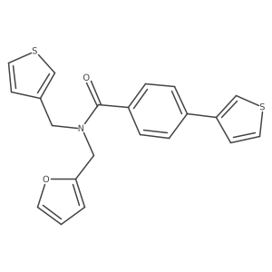 N-(furan-2-ylmethyl)-4-(thiophen-3-yl)-N-(thiophen-3-ylmethyl)benzamide Structure