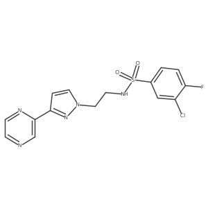 3-chloro-4-fluoro-N-(2-(3-(pyrazin-2-yl)-1H-pyrazol-1-yl)ethyl)benzenesulfonamide Structure