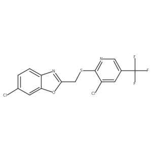 6-Chloro-2-({[3-chloro-5-(trifluoromethyl)-2-pyridinyl]sulfanyl}methyl)-1,3-benzoxazole Structure