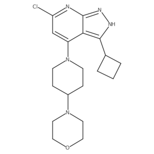 4-(1-(6-Chloro-3-cyclobutyl-1H-pyrazolo[3,4-b]pyridin-4-yl)piperidin-4-yl)morpholine结构式