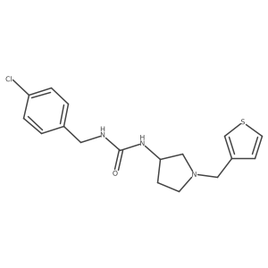 1-[(4-Chlorophenyl)methyl]-3-{1-[(thiophen-3-yl)methyl]pyrrolidin-3-yl}urea结构式