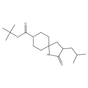 Tert-butyl 3-(2-methylpropyl)-2-oxo-1,8-diazaspiro[4.5]decane-8-carboxylate结构式