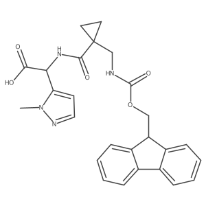 2-({1-[({[(9H-fluoren-9-yl)methoxy]carbonyl}amino)methyl]cyclopropyl}formamido)-2-(1-methyl-1H-pyrazol-5-yl)acetic acid Structure