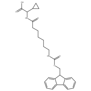2-cyclopropyl-2-[7-({[(9H-fluoren-9-yl)methoxy]carbonyl}amino)heptanamido]acetic acid Structure