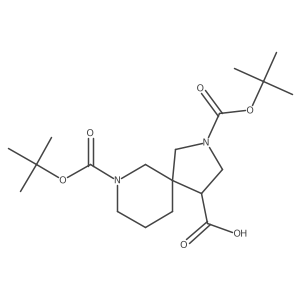 2,7-Bis[(tert-butoxy)carbonyl]-2,7-diazaspiro[4.5]decane-4-carboxylic acid结构式