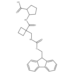 rac-(1R,2S)-2-{1-[({[(9H-fluoren-9-yl)methoxy]carbonyl}amino)methyl]cyclobutaneamido}cyclopentane-1-carboxylic acid Structure
