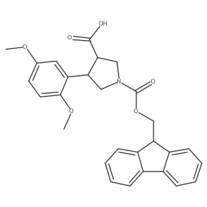 rac-(3R,4S)-4-(2,5-dimethoxyphenyl)-1-{[(9H-fluoren-9-yl)methoxy]carbonyl}pyrrolidine-3-carboxylic acid结构式