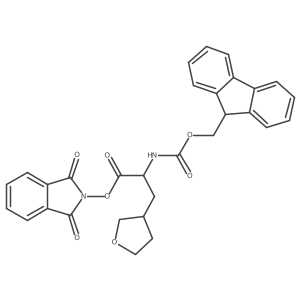 1,3-dioxo-2,3-dihydro-1H-isoindol-2-yl 2-({[(9H-fluoren-9-yl)methoxy]carbonyl}amino)-3-(oxolan-3-yl)propanoate结构式