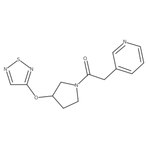 1-(3-((1,2,5-Thiadiazol-3-yl)oxy)pyrrolidin-1-yl)-2-(pyridin-3-yl)ethan-1-one结构式