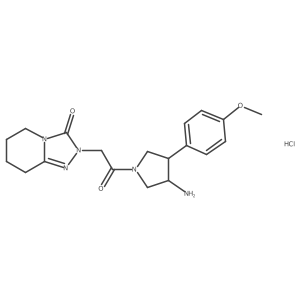 2-[2-[(3S,4R)-3-amino-4-(4-methoxyphenyl)pyrrolidin-1-yl]-2-oxoethyl]-5,6,7,8-tetrahydro-[1,2,4]triazolo[4,3-a]pyridin-3-one;hydrochloride结构式