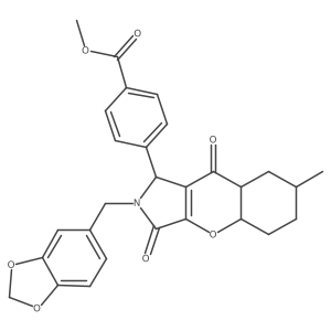 methyl 4-[2-(1,3-benzodioxol-5-ylmethyl)-7-methyl-3,9-dioxo-4a,5,6,7,8,8a-hexahydro-1H-chromeno[2,3-c]pyrrol-1-yl]benzoate Structure