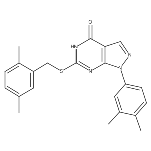 6-((2,5-dimethylbenzyl)thio)-1-(3,4-dimethylphenyl)-1H-pyrazolo[3,4-d]pyrimidin-4(5H)-one Structure