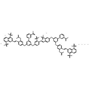 Pyridinium, 1,1'-(1,2-ethenediylbis((3-sulfo-4,1-phenylene)imino(6-((3-(acetylamino)-4-(2-(4,8-disulfo-2-naphthalenyl)diazenyl)phenyl)amino)-1,3,5-triazine-4,2-diyl)))bis(3-carboxy-, hydroxide, sodium salt (1:2:6)结构式