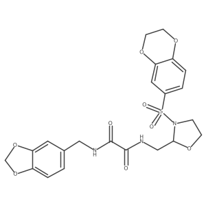 N'-(1,3-benzodioxol-5-ylmethyl)-N-[[3-(2,3-dihydro-1,4-benzodioxin-6-ylsulfonyl)oxazolidin-2-yl]methyl]oxamide Structure