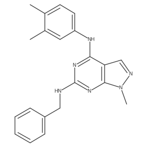 N~6~-benzyl-N~4~-(3,4-dimethylphenyl)-1-methyl-1H-pyrazolo[3,4-d]pyrimidine-4,6-diamine结构式