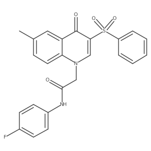 2-[3-(benzenesulfonyl)-6-methyl-4-oxo-1,4-dihydroquinolin-1-yl]-N-(4-fluorophenyl)acetamide结构式