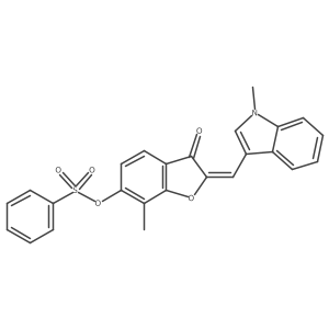 (2E)-7-methyl-2-[(1-methyl-1H-indol-3-yl)methylidene]-3-oxo-2,3-dihydro-1-benzofuran-6-yl benzenesulfonate Structure