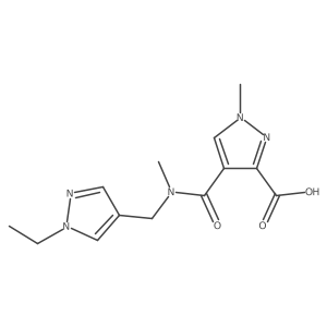 4-[[[(1-Ethyl-1H-pyrazol-4-yl)methyl]methylamino]carbonyl]-1-methyl-1H-pyrazole-3-carboxylic acid结构式