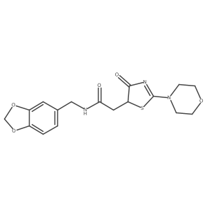 N-(1,3-benzodioxol-5-ylmethyl)-2-[2-(morpholin-4-yl)-4-oxo-4,5-dihydro-1,3-thiazol-5-yl]acetamide Structure