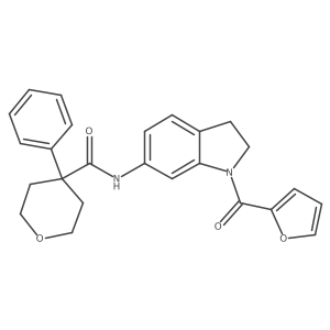 N-(1-(furan-2-carbonyl)indolin-6-yl)-4-phenyltetrahydro-2H-pyran-4-carboxamide Structure