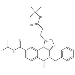 4-benzyl-1-((2-(tert-butylamino)-2-oxoethyl)thio)-N-isopropyl-5-oxo-4,5-dihydro-[1,2,4]triazolo[4,3-a]quinazoline-8-carboxamide结构式