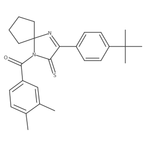 3-(4-Tert-butylphenyl)-1-(3,4-dimethylbenzoyl)-1,4-diazaspiro[4.4]non-3-ene-2-thione Structure
