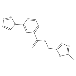 N-((5-methyl-1,3,4-oxadiazol-2-yl)methyl)-3-(1H-tetrazol-1-yl)benzamide结构式