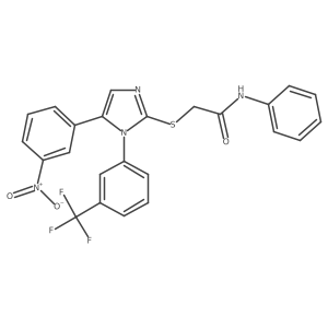 2-((5-(3-nitrophenyl)-1-(3-(trifluoromethyl)phenyl)-1H-imidazol-2-yl)thio)-N-phenylacetamide Structure