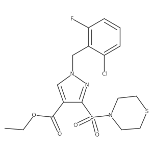 ethyl 1-(2-chloro-6-fluorobenzyl)-3-(thiomorpholinosulfonyl)-1H-pyrazole-4-carboxylate结构式