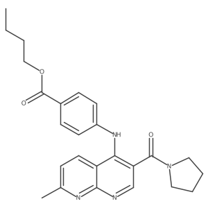 Butyl 4-{[7-methyl-3-(pyrrolidine-1-carbonyl)-1,8-naphthyridin-4-yl]amino}benzoate结构式