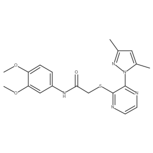 N-(3,4-dimethoxyphenyl)-2-((3-(3,5-dimethyl-1H-pyrazol-1-yl)pyrazin-2-yl)thio)acetamide结构式