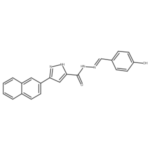 (E)-N'-(4-hydroxybenzylidene)-3-(naphthalen-2-yl)-1H-pyrazole-5-carbohydrazide Structure