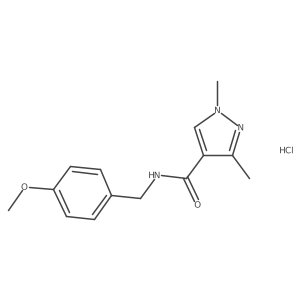 N-(4-methoxybenzyl)-1,3-dimethyl-1H-pyrazole-4-carboxamide hydrochloride结构式