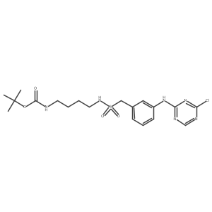 Tert-butyl [4-(((3-((4-chloro-1,3,5-triazin-2-yl)amino)phenyl)methyl)sulfonamido)butyl]carbamate结构式
