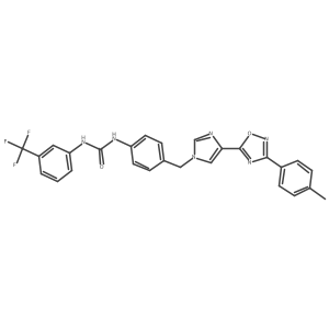 1-(4-((4-(3-(p-tolyl)-1,2,4-oxadiazol-5-yl)-1H-imidazol-1-yl)methyl)phenyl)-3-(3-(trifluoromethyl)phenyl)urea结构式