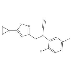 N-cyano-N-[(5-cyclopropyl-1,2,4-oxadiazol-3-yl)methyl]-2-fluoro-5-methylaniline结构式