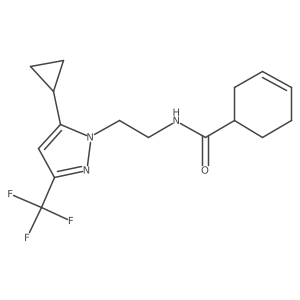 N-(2-(5-cyclopropyl-3-(trifluoromethyl)-1H-pyrazol-1-yl)ethyl)cyclohex-3-enecarboxamide Structure