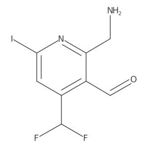 2-(Aminomethyl)-4-(difluoromethyl)-6-iodopyridine-3-carboxaldehyde Structure