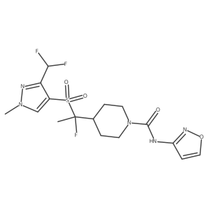 (S)-4-(1-((3-(Difluoromethyl)-1-methyl-1H-pyrazol-4-yl)sulfonyl)-1-fluoroethyl)-N-(isoxazol-3-yl)piperidine-1-carboxamide结构式