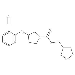 3-((1-(3-Cyclopentylpropanoyl)pyrrolidin-3-yl)oxy)pyrazine-2-carbonitrile Structure