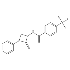 N-(2-oxo-1-phenylazetidin-3-yl)-2-(trifluoromethyl)pyrimidine-5-carboxamide结构式