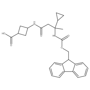 3-[3-cyclopropyl-3-({[(9H-fluoren-9-yl)methoxy]carbonyl}amino)butanamido]cyclobutane-1-carboxylic acid结构式