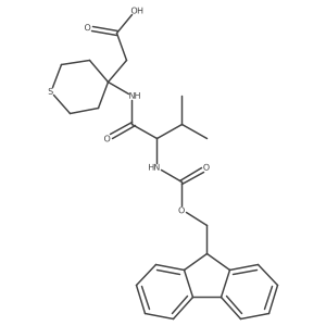 2-{4-[2-({[(9H-fluoren-9-yl)methoxy]carbonyl}amino)-3-methylbutanamido]thian-4-yl}acetic acid结构式
