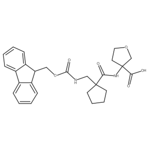 3-{1-[({[(9H-fluoren-9-yl)methoxy]carbonyl}amino)methyl]cyclopentaneamido}oxolane-3-carboxylic acid结构式