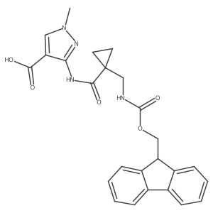 3-{1-[({[(9H-fluoren-9-yl)methoxy]carbonyl}amino)methyl]cyclopropaneamido}-1-methyl-1H-pyrazole-4-carboxylic acid结构式