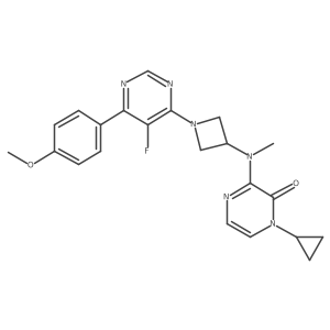 1-Cyclopropyl-3-[[1-[5-fluoro-6-(4-methoxyphenyl)pyrimidin-4-yl]azetidin-3-yl]-methylamino]pyrazin-2-one结构式